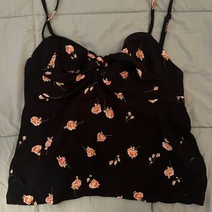 Black floral Brandy Top